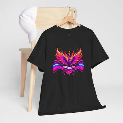 Girls on Fire Phoenix Unisex Heavy Cotton T-Shirt - Bold & Vibrant Design for Empowerment