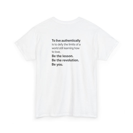 "Be the Revolution" Statement Back Print Shirt | Authentic Living Quote – Pride+ Edition B