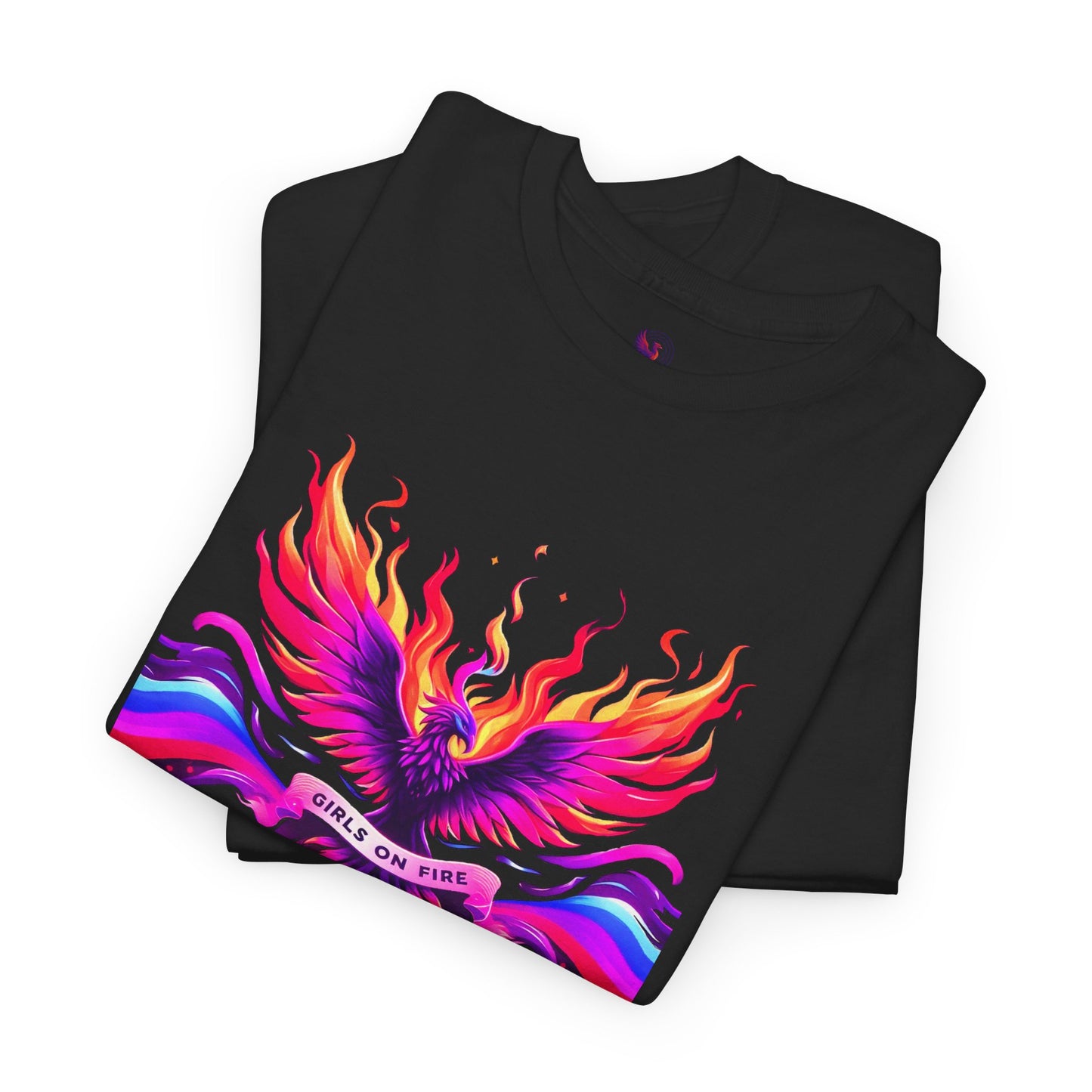 Girls on Fire Phoenix Unisex Heavy Cotton T-Shirt - Bold & Vibrant Design for Empowerment